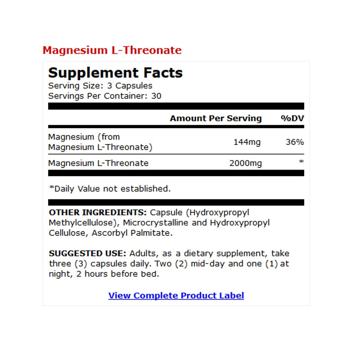 ドクター マコーラ マグネシウム L- スレオネート  (2000 mg) 90 カプセル / Dr. Mercola Magnesium L-Threonate (2000 mg) 90 CAPSULES