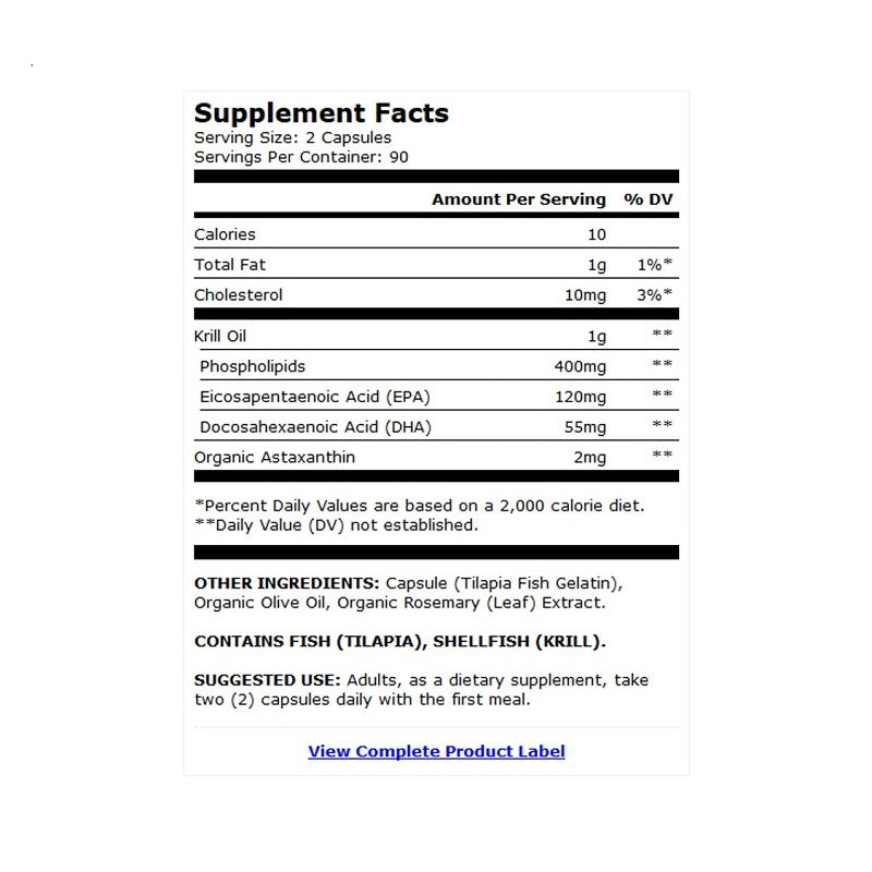 ドクター マコーラ クリルオイル (1000 mg) 180 カプセル / Dr. Mercola Krill Oil (1000 mg) 180 CAPSULES