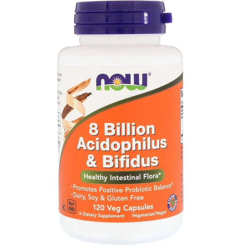 ナウフーズ 8ビリオン アシドフィルス & ビフィズス 120ベジタブルカプセル / Now Foods 8 Billion Acidophilus & Bifidus 120 Veg Capsules