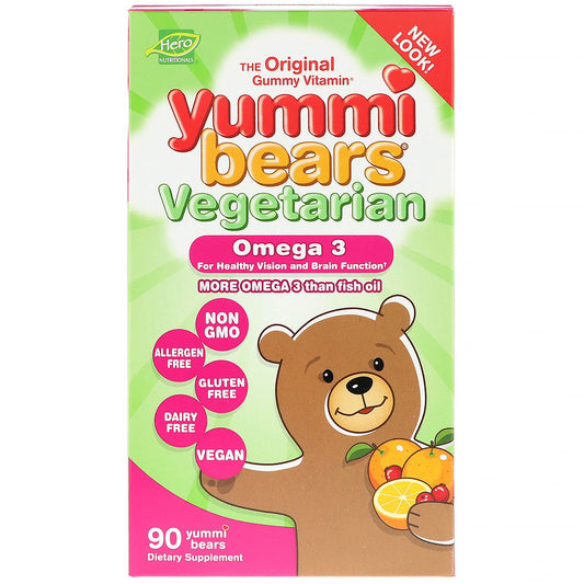 ヘロー ニュートリショナル ヤミーベア ベジタリアン オメガ3　 90 グミベア / Hero Nutritional Products Yummi Bears Vegetarian Omega 3  90 Yummi Bears