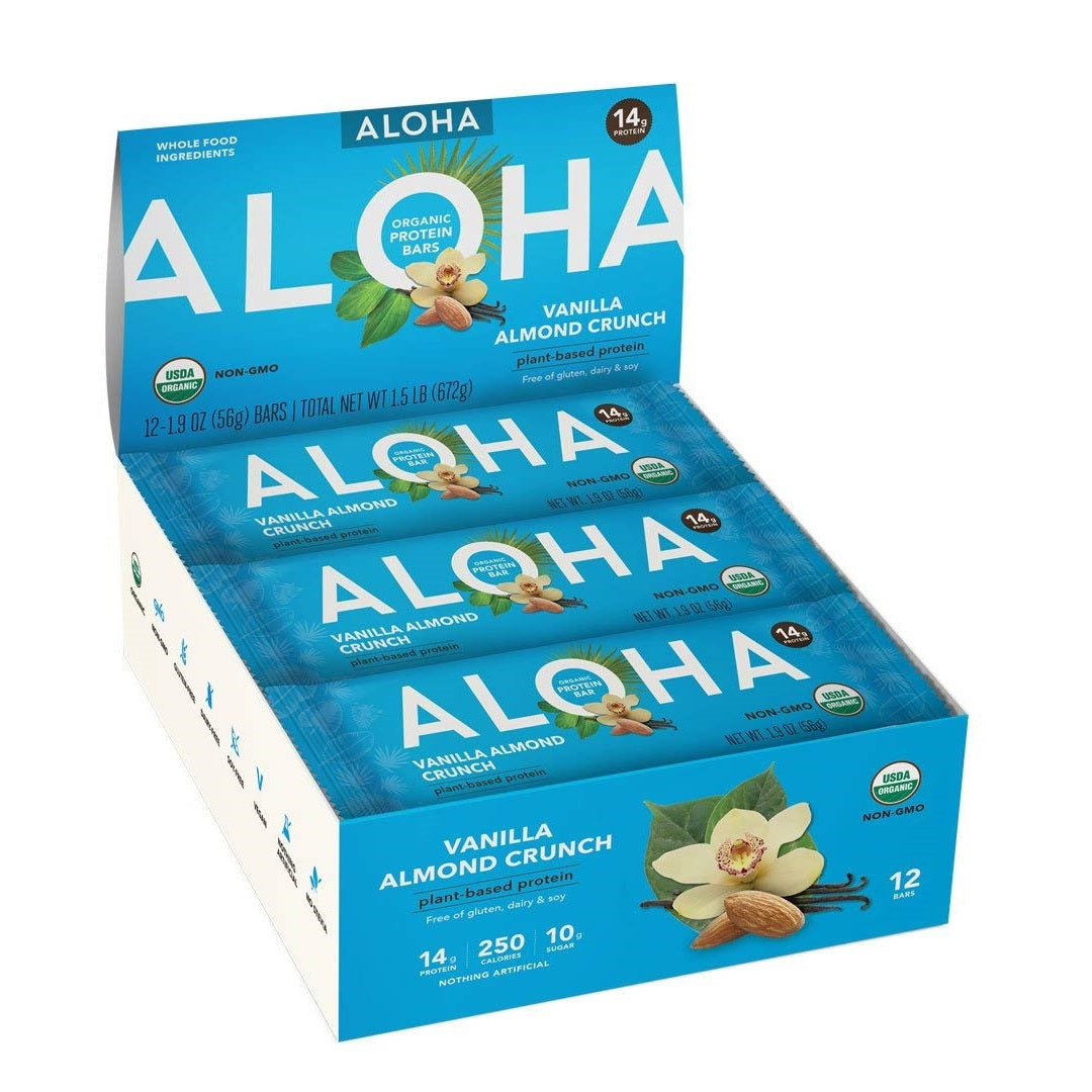 アロハ オーガニック プロテインバー バニラアーモンドクランチ 12本 / Aloha Organic Protein Bar Vanilla Almond Crunch 12 Bars