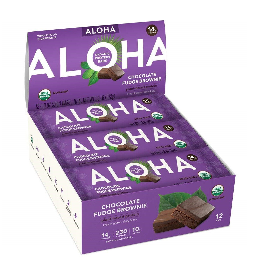 アロハ オーガニック プロテインバー チョコレートファッジブラウニー 12本 / Aloha Organic Protein Bar Chocolate Fudge Brownie 12 Bars