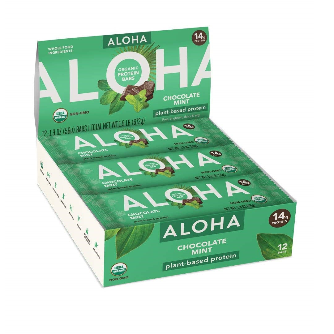 アロハ オーガニック プロテインバー チョコレートミント 12本 / Aloha Organic Protein Bar Chocolate Mint 12 Bars