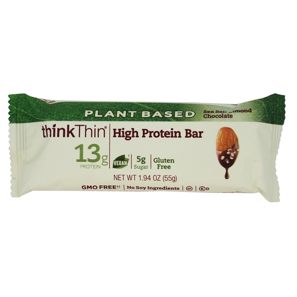 シンクシン ハイ プロテインバー シーソルト アーモンドチョコレート 10本入り / thinkThin High Protein Bars Sea Salt Almond Chocolate 10 Bars