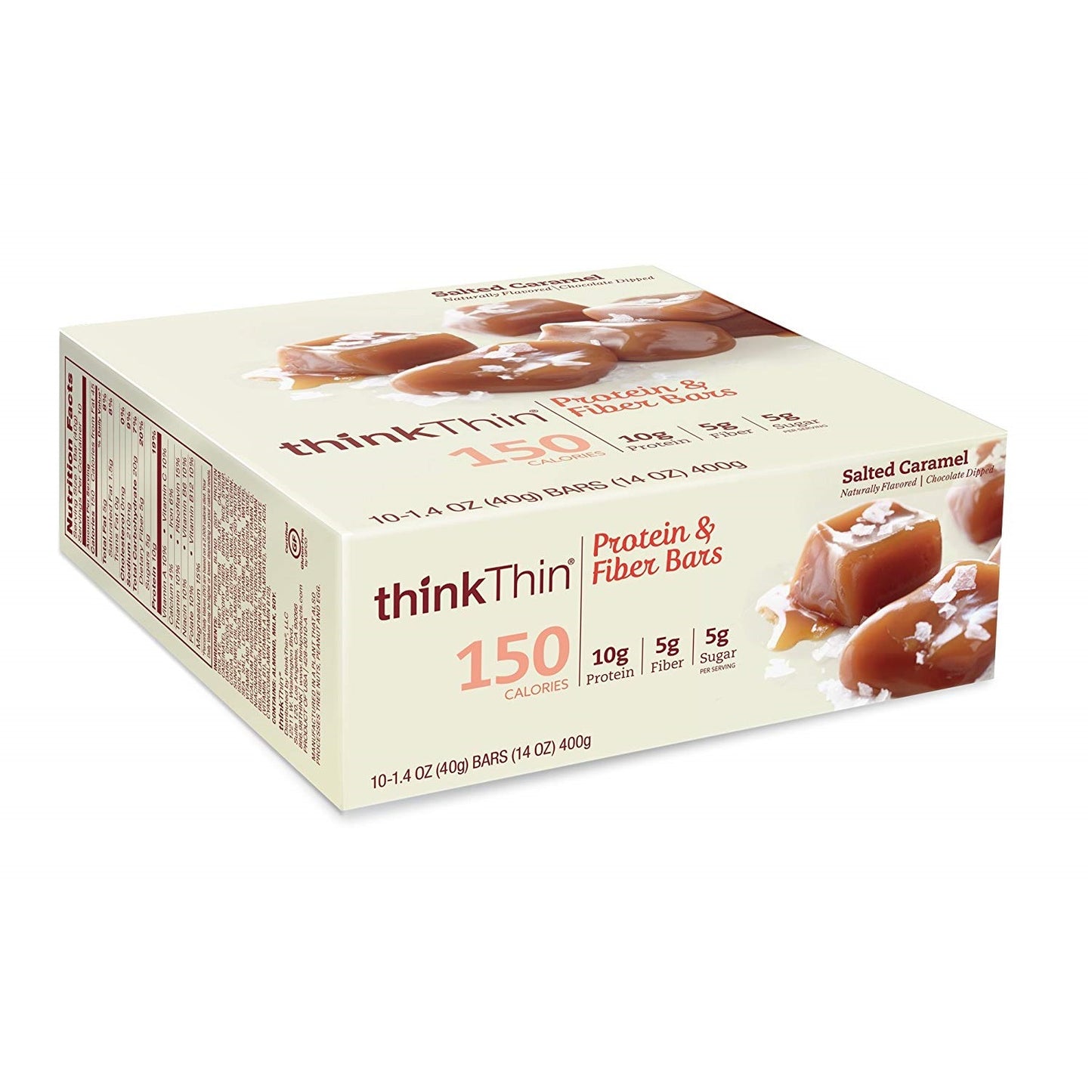 シンクシン プロテイン ＆ ファイバー バー ソルトキャラメル 10本入り / thinkThin Protein & Fiber Bars Salted Caramel 10 Bars