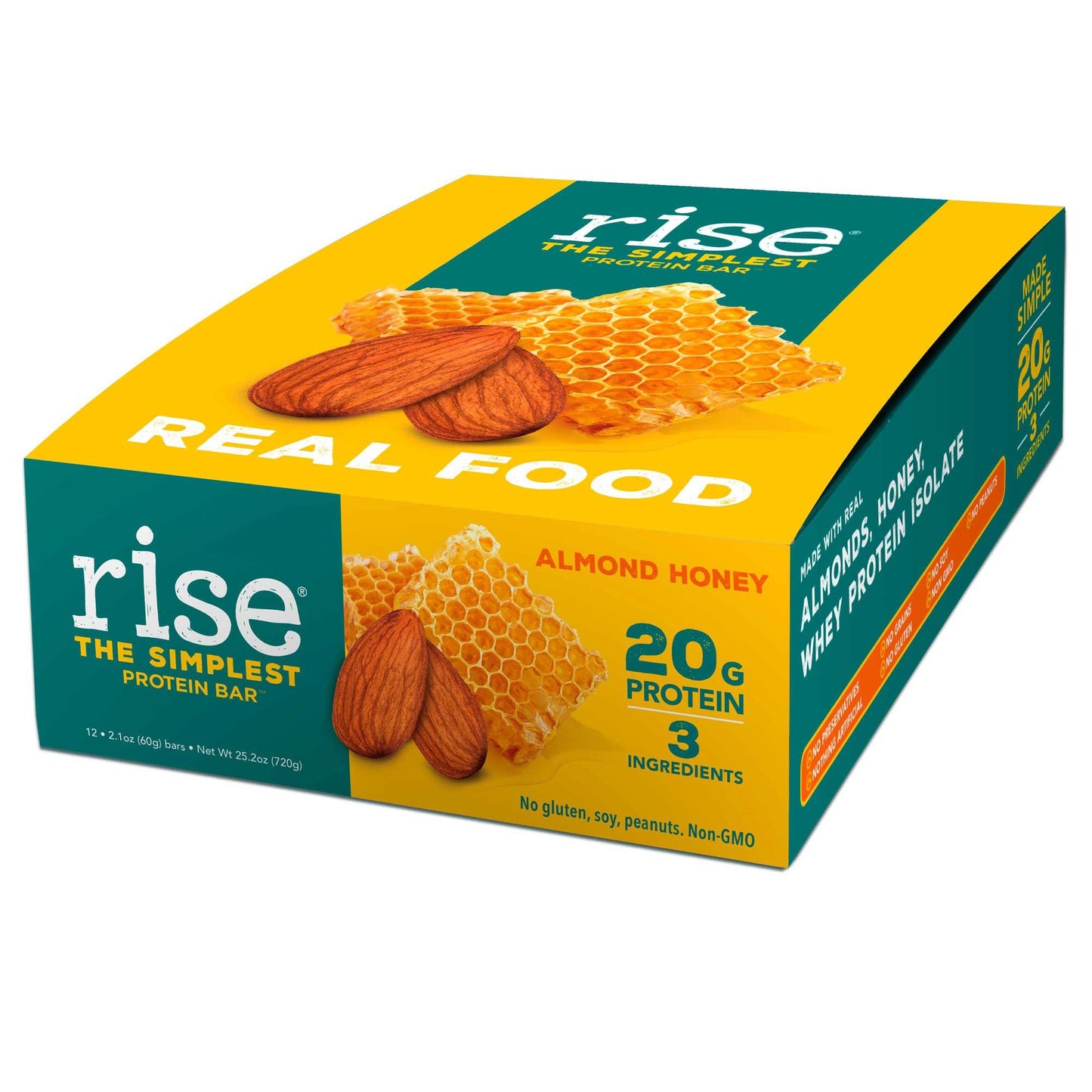 ライズフーズ ホエイ プロテインバー アーモンドハニー 12本入り / Rise Foods Whey Protein Bar Almond Honey 12 Bars