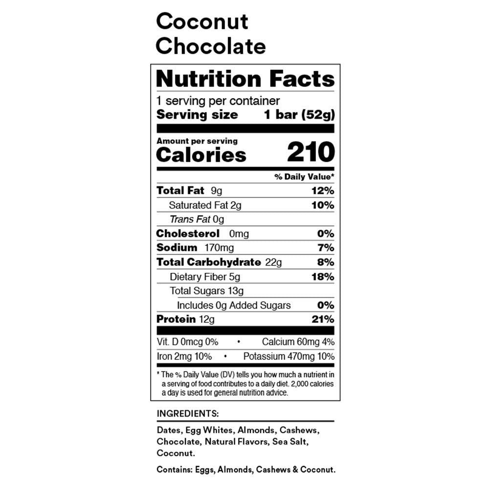 アールエックスバー プロテインバー ココナッツチョコレート 12本入り / RXBAR Protein Bar Coconut Chocolate 12 Bars