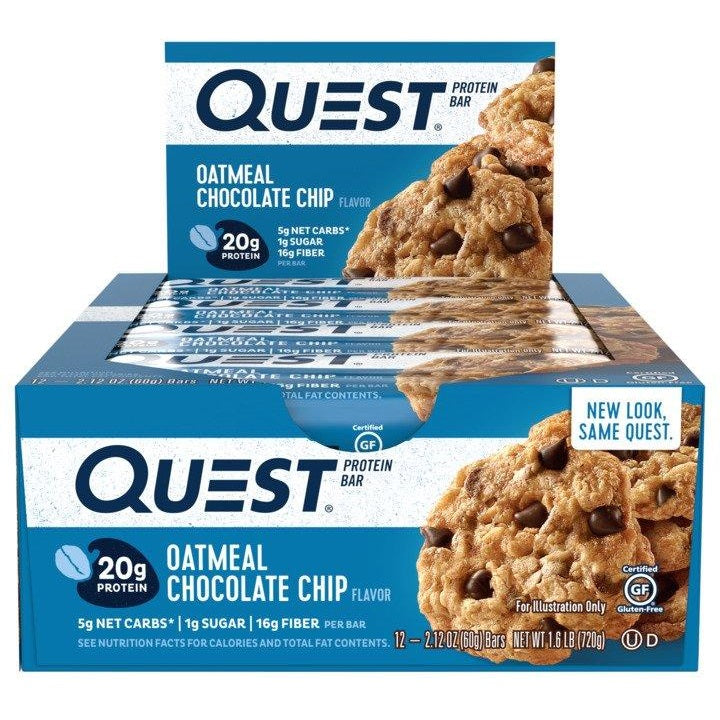 クエスト プロテインバー オートミールチョコレートチップ 12本入り / QUEST Protein Bar Oatmeal Chocolate Chip 12 Bars