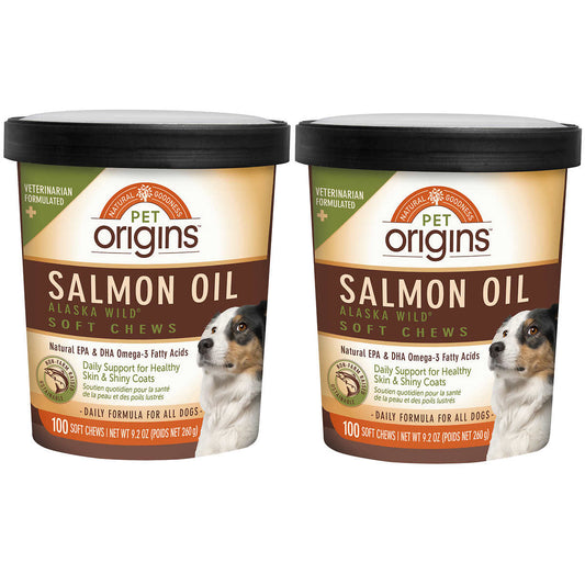 ペットオリジンズ サーモンオイル 2本セット Pet Origins Salmon Oil Soft Chews for Dogs 100-count, 2-pack