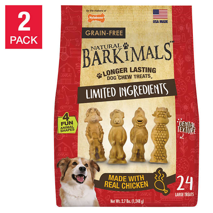 ナイラボーン 犬用  噛むおもちゃ チキン味 Nylabone Barkimals Dog Chews, 24-count, 2-pack