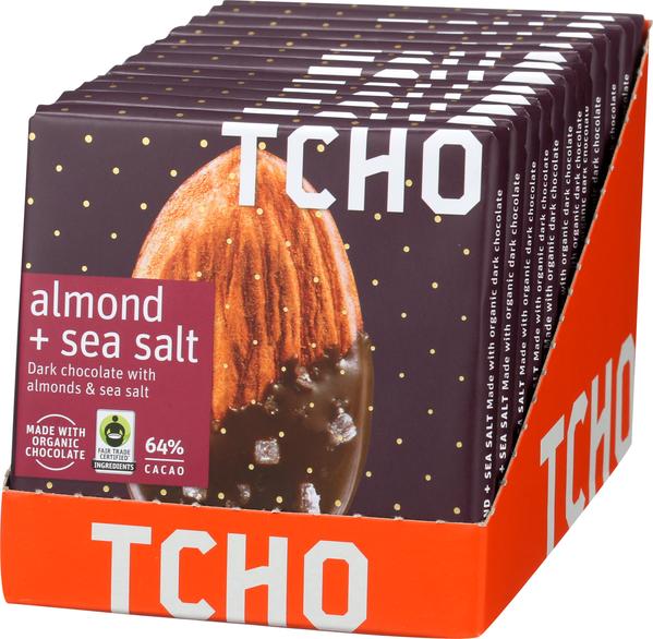 チョー チョコレート  ダーク チョコレート アーモンド シーソルト 70g 12個入り / TCHO CHOCOLATE Dark Chocolate "Almond + Sea Salt" 12x70g Bars