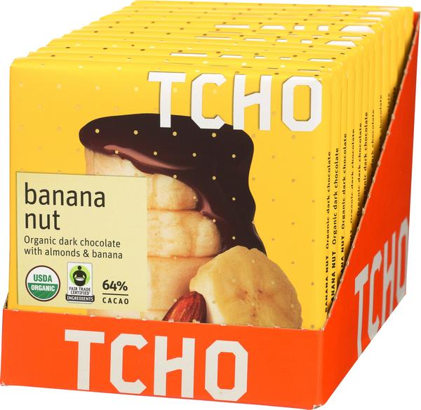 チョー チョコレート  ダーク チョコレート バナナナッツ 70g 12個入り / TCHO CHOCOLATE Dark Chocolate "Banana Nut"  12x70g Bars